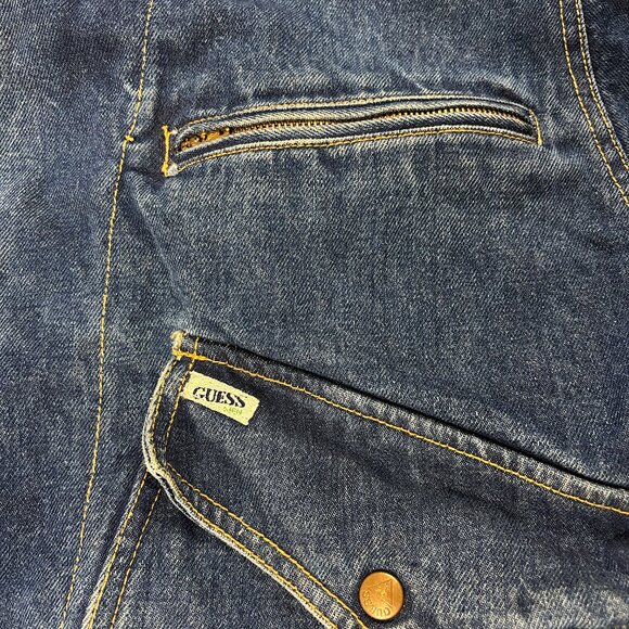 Vintage Guess Georges Marciano Denim Jacket Blue Sz S Lined Jean USA - Picture 2 of 7